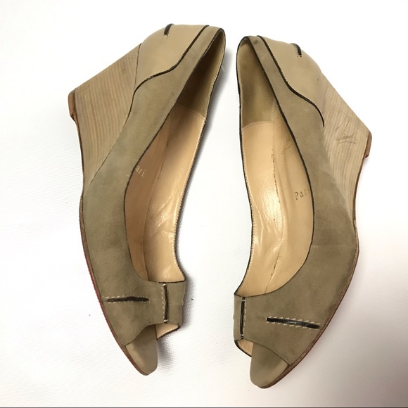 Christian Louboutin Women Wedge Suede Heels 7.5 - Picture 7 of 8